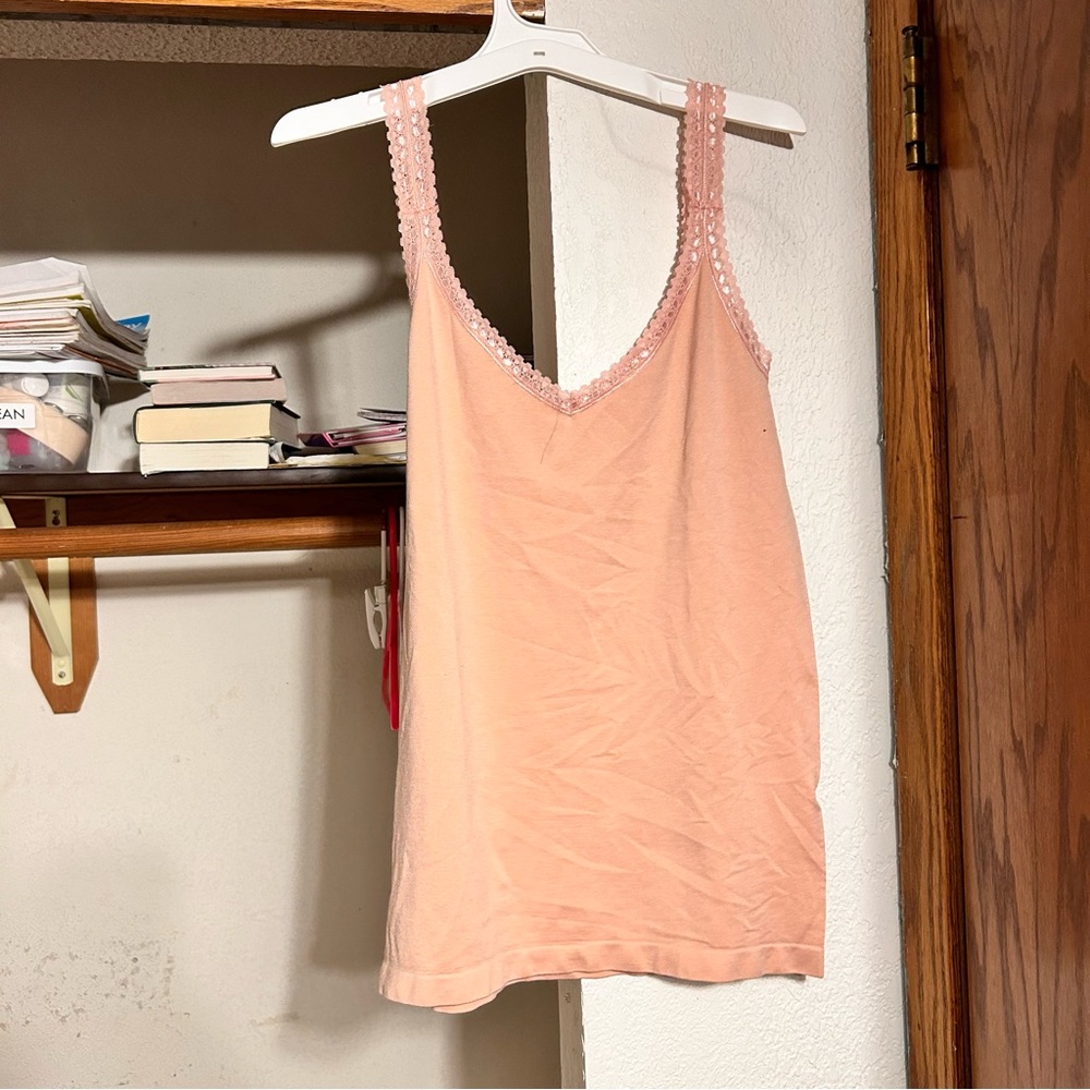 lacy pink fitted tank top
